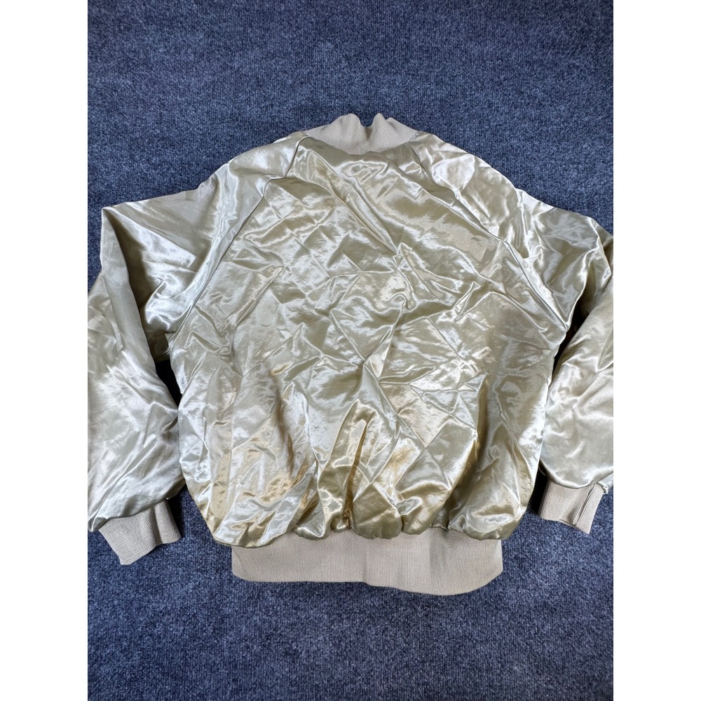 #617 Vintage King Louie RUUD Satin Bomber Jacket Gold Mens Medium Made in USA - Picture 2 of 6